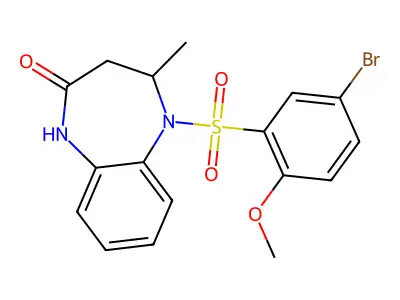 5-[(5-Bromo-2-methoxyphenyl)sulfonyl]-1,3,4,5-tetrahydro-4-methyl-2H-1,5-benzodiazepin-2-one structure