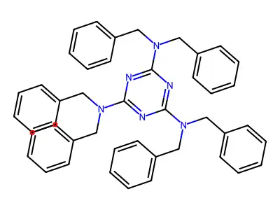N2,N2,N4,N4,N6,N6-hexabenzyl-1,3,5-triazine-2,4,6-triamine structure