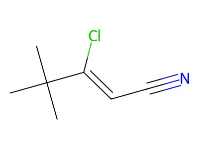 (2Z)-3-chloro-4,4-dimethylpent-2-enenitrile structure