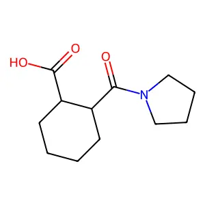 (1R,2S)-2-(pyrrolidine-1-carbonyl)cyclohexane-1-carboxylic acid structure