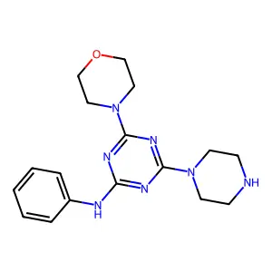 4-morpholin-4-yl-N-phenyl-6-piperazin-1-yl-1,3,5-triazin-2-amine structure