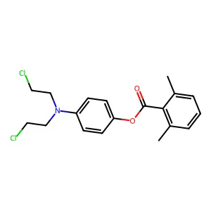 Phenol, p-(bis(2-chloroethyl)amino)-, 2,6-dimethylbenzoate structure