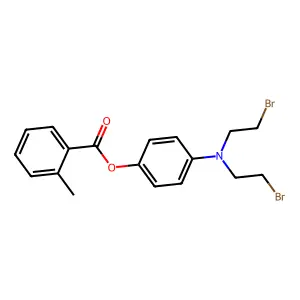 Phenol, p-(bis(2-bromoethyl)amino)-, o-methylbenzoate structure