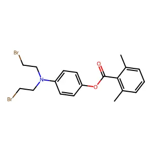 Phenol, p-(bis(2-bromoethyl)amino)-, 2,6-dimethylbenzoate structure