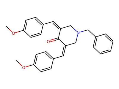 1-Benzyl-3,5-bis[(4-methoxyphenyl)methylidene]piperidin-4-one structure
