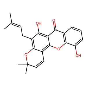 6,11-Dihydroxy-3,3-dimethyl-5-(3-methylbut-2-enyl)pyrano[2,3-c]xanthen-7-one structure