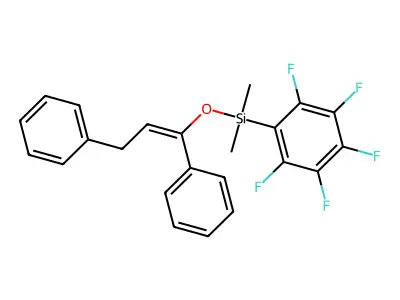 1,3-Diphenylprop-1-enoxy-dimethyl-(2,3,4,5,6-pentafluorophenyl)silane structure