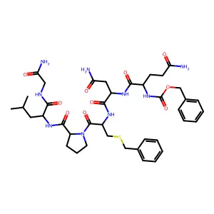 benzyl N-[5-amino-1-[[4-amino-1-[[1-[2-[[1-[(2-amino-2-oxoethyl)amino]-4-methyl-1-oxopentan-2-yl]carbamoyl]pyrrolidin-1-yl]-3-benzylsulfanyl-1-oxopropan-2-yl]amino]-1,4-dioxobutan-2-yl]amino]-1,5-dioxopentan-2-yl]carbamate structure