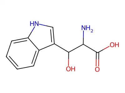 2-amino-3-hydroxy-3-(1H-indol-3-yl)propanoic acid structure