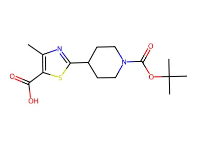 2-[1-(tert-Butoxycarbonyl)piperidin-4-yl]-4-methyl-1,3-thiazole-5-carboxylic acid structure