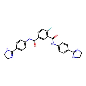 N(1),N(3)-Bis(4-(4,5-dihydro-1H-imidazol-2-yl)phenyl)-4-fluoroisophthalamide structure