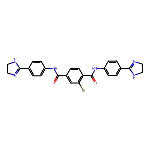 1,4-Benzenedicarboxamide, 2-bromo-N,N'-bis[4-(4,5-dihydro-1H-imidazol-2-yl)phenyl]- structure