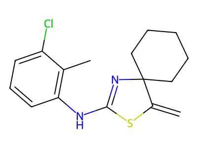 N-(3-Chloro-2-methylphenyl)-4-methylene-3-thia-1-azaspiro[4.5]dec-1-en-2-amine structure