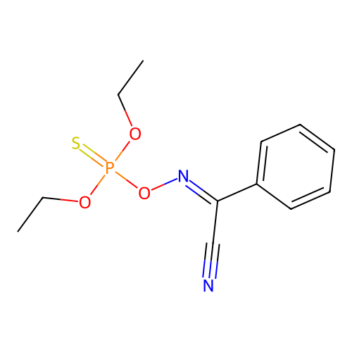3,5-Dioxa-6-aza-4-phosphaoct-6-ene-8-nitrile, 4-ethoxy-7-phenyl-, 4-sulfide structure