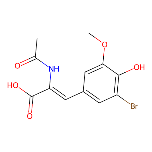 2-Acetamido-3-(3-bromo-4-hydroxy-5-methoxyphenyl)prop-2-enoic acid structure
