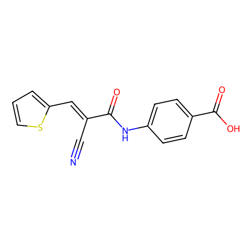 4-[2-Cyano-3-(thiophen-2-yl)prop-2-enamido]benzoic acid structure
