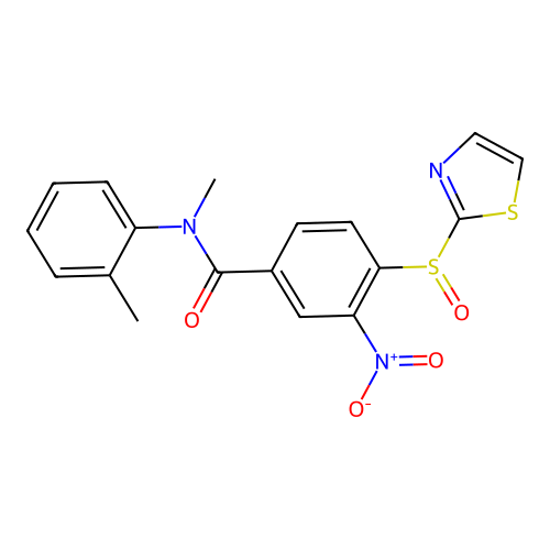 N-methyl-N-(2-methylphenyl)-3-nitro-4-(1,3-thiazol-2-ylsulfinyl)benzamide structure