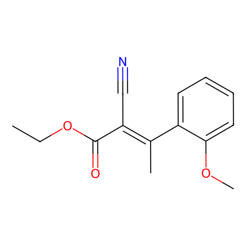 ethyl (E)-2-cyano-3-(2-methoxyphenyl)but-2-enoate structure