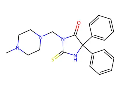 Hydantoin, 5,5-diphenyl-3-((4-methyl-1-piperazinyl)methyl)-2-thio- structure