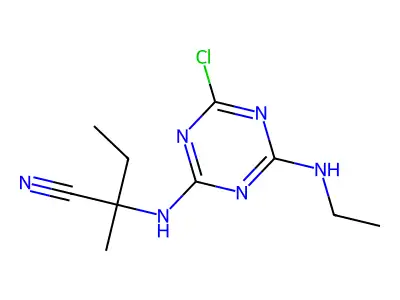 2-((4-Chloro-6-(ethylamino)-1,3,5-triazin-2-yl)amino)-2-methylbutanenitrile structure