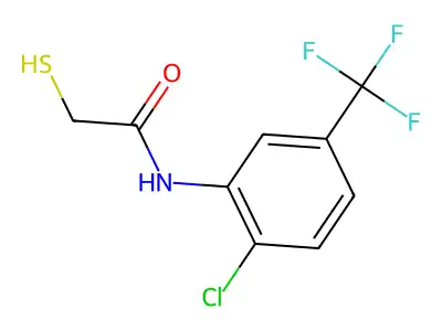 N-[2-chloro-5-(trifluoromethyl)phenyl]-2-sulfanylacetamide structure