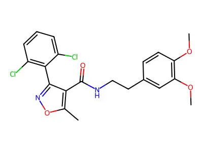 3-(2,6-dichlorophenyl)-N-[2-(3,4-dimethoxyphenyl)ethyl]-5-methyl-1,2-oxazole-4-carboxamide structure