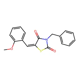 (5Z)-3-benzyl-5-[(2-methoxyphenyl)methylidene]-1,3-thiazolidine-2,4-dione structure