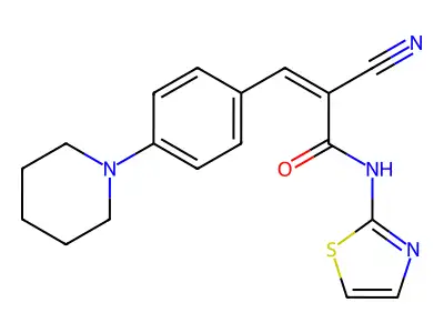(Z)-2-Cyano-3-(4-piperidin-1-ylphenyl)-N-(1,3-thiazol-2-yl)prop-2-enamide structure
