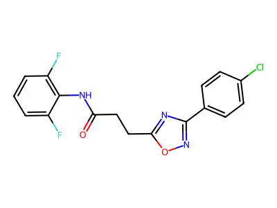 3-[3-(4-chlorophenyl)-1,2,4-oxadiazol-5-yl]-N-(2,6-difluorophenyl)propanamide structure