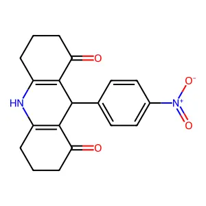 9-(4-nitrophenyl)-3,4,6,7,9,10-hexahydroacridine-1,8(2H,5H)-dione structure