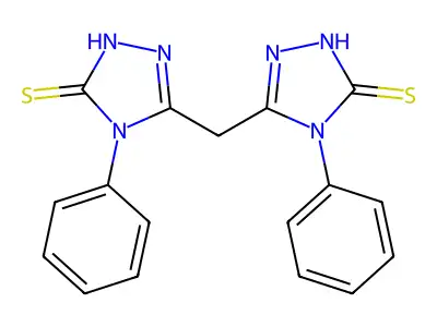 4-phenyl-3-[(4-phenyl-5-sulfanylidene-4,5-dihydro-1H-1,2,4-triazol-3-yl)methyl]-4,5-dihydro-1H-1,2,4-triazole-5-thione structure