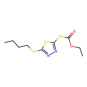 S-(5-(Butylthio)-1,3,4-thiadiazol-2-yl) O-ethyl thiocarbonate structure