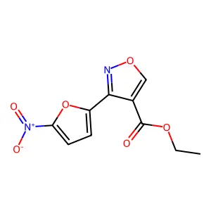 4-Isoxazolecarboxylic acid, 3-(5-nitro-2-furyl)-, ethyl ester structure