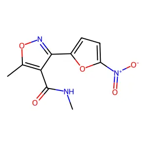 4-Isoxazolecarboxamide, N,5-dimethyl-3-(5-nitro-2-furyl)- structure