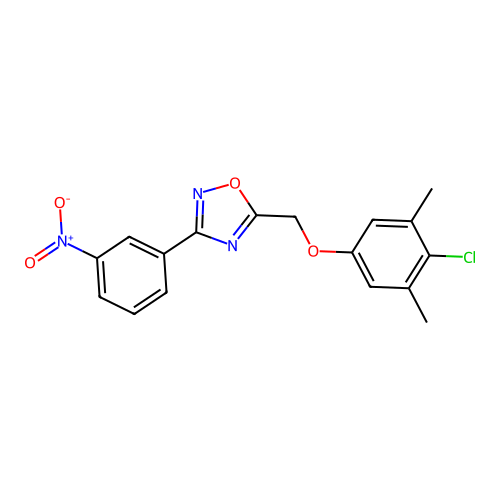 5-[(4-Chloro-3,5-dimethylphenoxy)methyl]-3-(3-nitrophenyl)-1,2,4-oxadiazole structure
