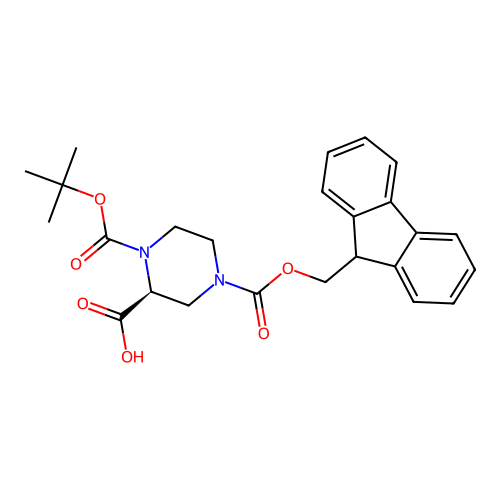 (S)-1-N-Boc-4-N-Fmoc-piperazine-2-carboxylic acid structure