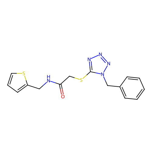 2-(1-benzyltetrazol-5-yl)sulfanyl-N-(thiophen-2-ylmethyl)acetamide structure