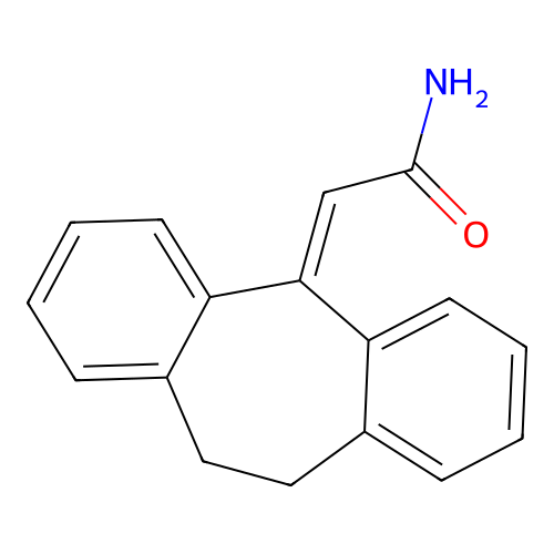 2-(10,11-Dihydro-5H-dibenzo(A,D)cyclohepten-5-ylidene)acetamide structure