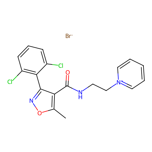 1-[2-({[3-(2,6-dichlorophenyl)-5-methylisoxazol-4-yl]carbonyl}amino)ethyl]pyridinium bromide structure
