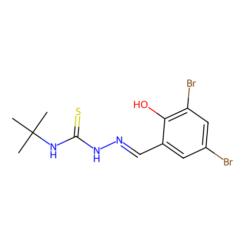 1-Tert-butyl-3-[(3,5-dibromo-2-hydroxyphenyl)methylideneamino]thiourea structure