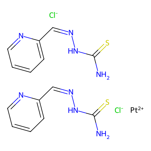 Platinum(+2) Cation; (pyridin-2-ylmethylideneamino)thiourea; Dichloride structure