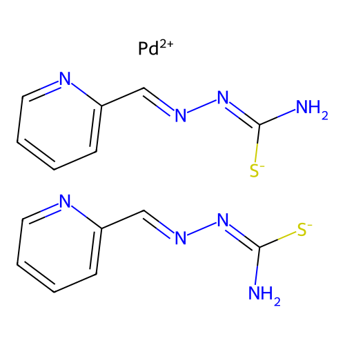Palladium, (2-((2-pyridinyl-kappaN)methylene)hydrazinecarbothioamidato-kappaN2,kappaS)(2-(2-pyridinylmethylene)hydrazinecarbothioamidato-kappaS)-, (SP-4-4)- structure