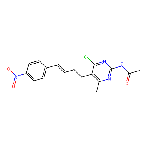 N-[4-chloro-6-methyl-5-[(E)-4-(4-nitrophenyl)but-3-enyl]pyrimidin-2-yl]acetamide structure