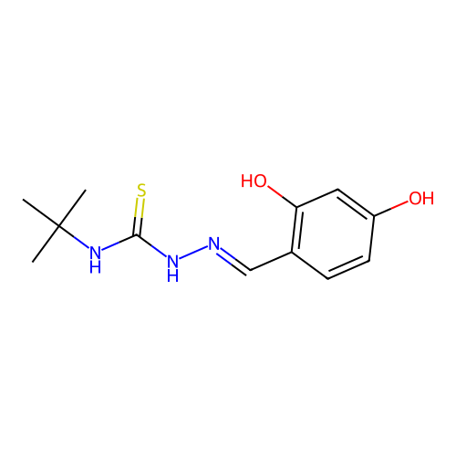 N-(tert-Butyl)-2-(2,4-dihydroxybenzylidene)hydrazine-1-carbothioamide structure