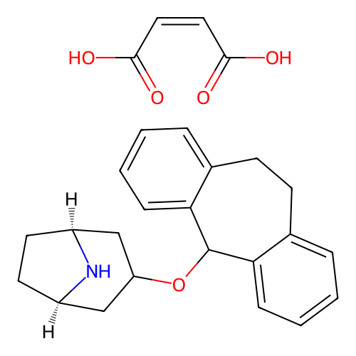 3-alpha-((10,11-Dihydro-5H-dibenzo(a,d)cyclohepten-5-yl)oxy)nortropane maleate structure