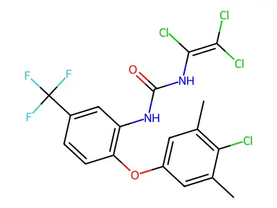 N-[2-(4-chloro-3,5-dimethylphenoxy)-5-(trifluoromethyl)phenyl]-N'-(1,2,2-trichlorovinyl)urea structure