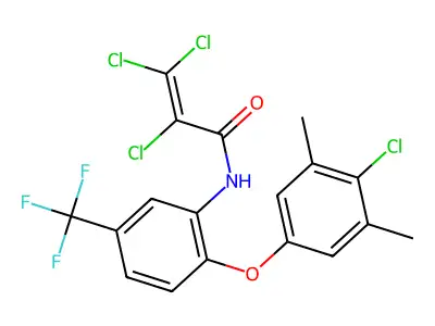 N1-[2-(4-chloro-3,5-dimethylphenoxy)-5-(trifluoromethyl)phenyl]-2,3,3-trichloroacrylamide structure