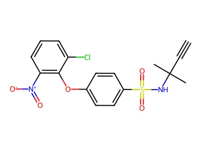 4-(2-Chloro-6-nitrophenoxy)-N-(1,1-dimethyl-2-propyn-1-yl)benzenesulfonamide structure