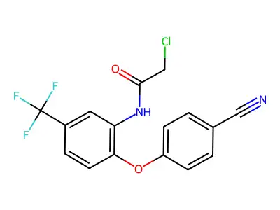 N1-[2-(4-cyanophenoxy)-5-(trifluoromethyl)phenyl]-2-chloroacetamide structure