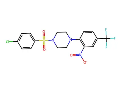 1-[(4-Chlorophenyl)sulfonyl]-4-[2-nitro-4-(trifluoromethyl)phenyl]piperazine structure